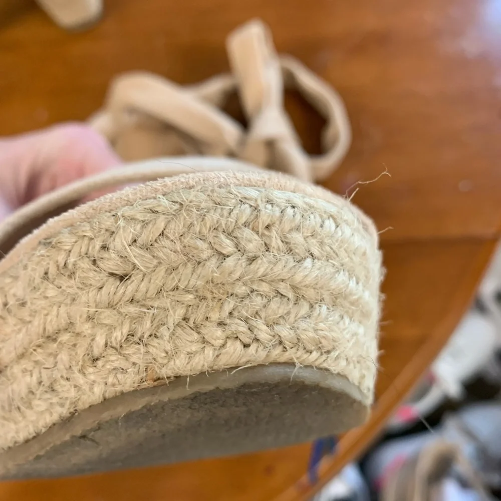 Allegra platform heel espadrilles ballet tie laceup peep toe size10